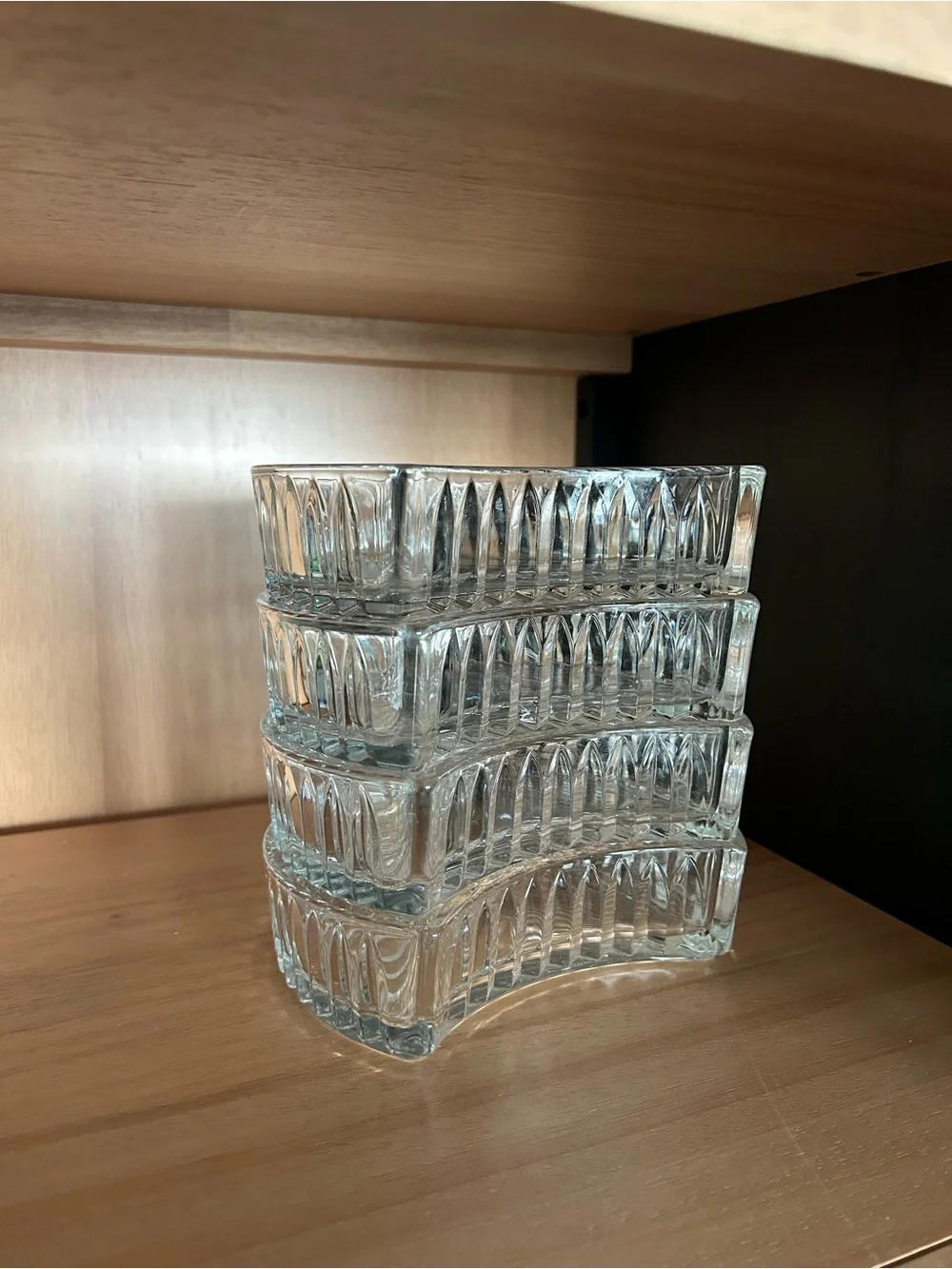 Set of 4 Clear Glass Crescent Dishes